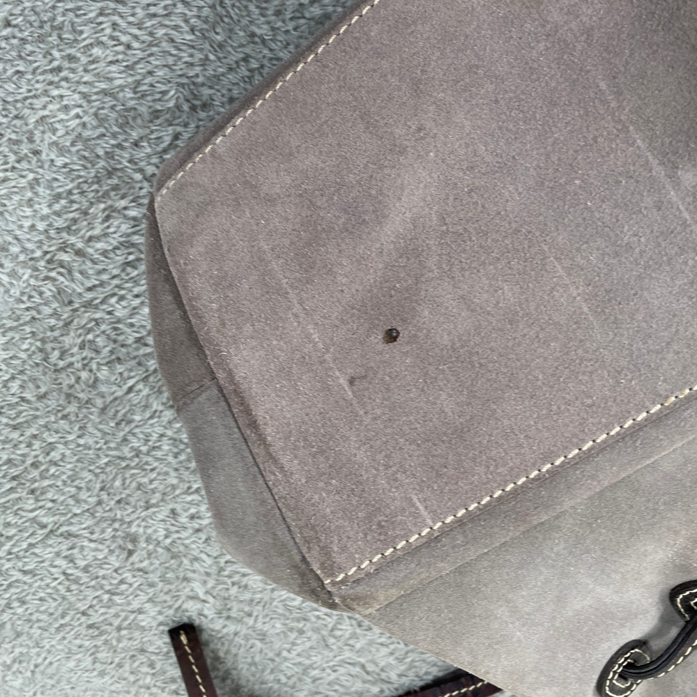 Dooney & Bourke Tote Bag Womens Gray Suede Brown Croc Leather Trim Buckle Hobo - Picture 4 of 13